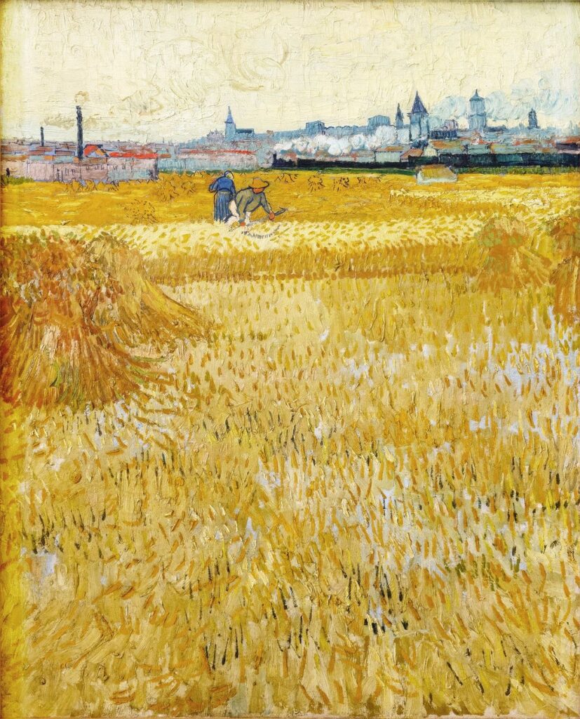 Vincent Gogh van Arles View from the Wheat Fields The Harvesters 1888 MeisterDrucke 1199117