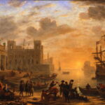 Claude Lorrain A harbour landscape at sunset Duke of Northumberland